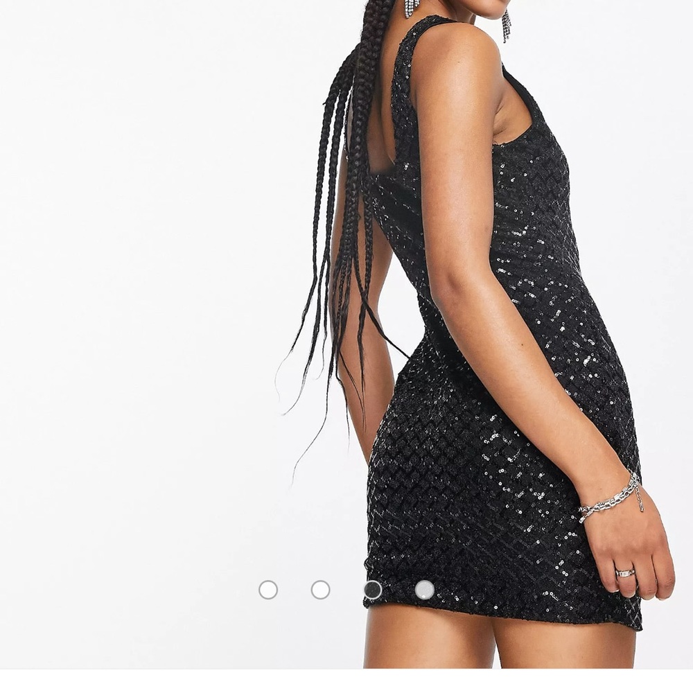 asos sequin mini dress in black